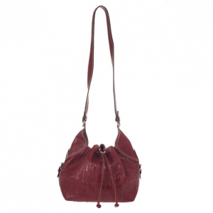 Pre Owned Carolina Herrera Embossed Drawstring Hobo