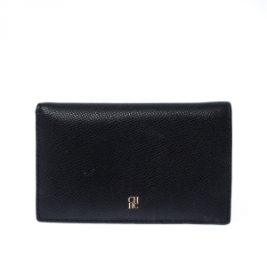 Pre Owned Carolina Herrera Black Leather Bifold Wallet