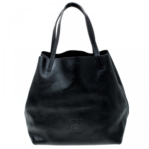 Pre Owned Carolina Herrera Black Leather Matryoshka Tote