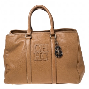 Pre Owned Carolina Herrera Caramel Leather Matteo Tote