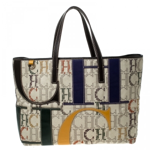 Pre Owned Carolina Herrera Multicolor Monogram Canvas Shopper Tote