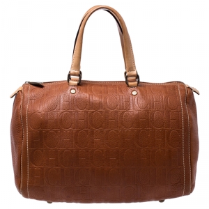 Carolina Herrera Brown Leather Large Andy Boston Bag