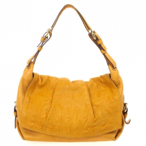Pre Owned Carolina Herrera Tan Embossed  Shoulder Bag