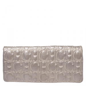 Carolina Herrera Light Grey Leather Jerry Clutch