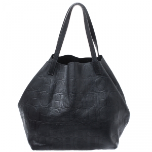 Pre Owned Carolina Herrera Black Leather Matryoshka  Tote