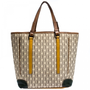 Pre Owned Carolina Herrera Multicolor Monogram Canvas and Leather Tote