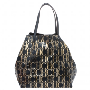 Pre Owned Carolina Herrera Midnight Blue Monogram Leather Matryoshka Tote