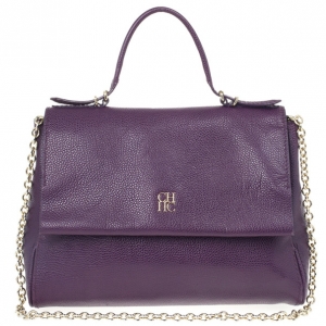 Pre Owned Carolina Herrera Purple Leather Minueto Flap Bag 