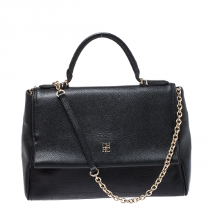 Carolina Herrera Black Leather Minueto Flap Bag