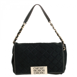 Pre Owned Carolina Herrera Deep Green Quilted Suede Shoulder Bag