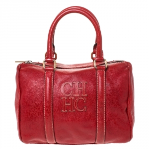 Carolina Herrera Red Leather Andy Boston Bag