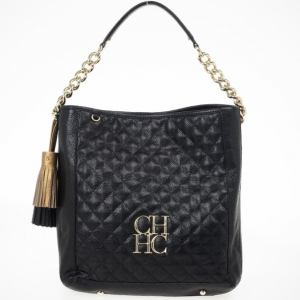 Pre Owned Carolina Herrera CH Black Monogram Tote