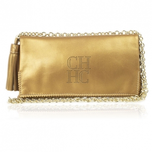 Pre Owned Carolina Herrera Gold Leather Chain Triana Shoulder bag