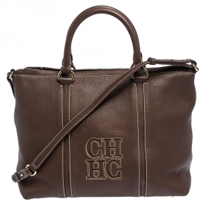 Pre Owned Carolina Herrera Brown Leather Andy Tote
