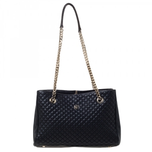 Pre Owned Carolina Herrera Black Quilted Leather Tote
