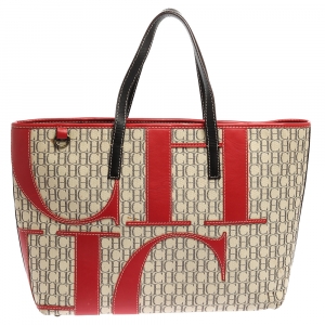Pre Owned Carolina Herrera Multicolor Monogram Canvas and Leather Shopper Tote