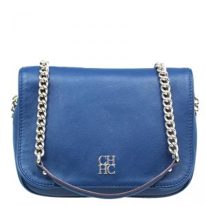 Carolina Herrera Blue Leather New Baltazar Flap Bag