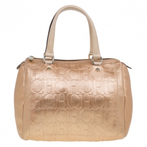 Pre Owned Carolina Herrera Metallic Leather Medium Andy Boston Bag