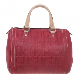 Pre Owned Carolina Herrera Red Leather Andy Boston Bag