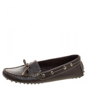 Carolina Herrera Brown Leather Bow Loafers Size 39