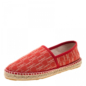 Carolina Herrera Red Monogram Canvas Espadrilles Size 35