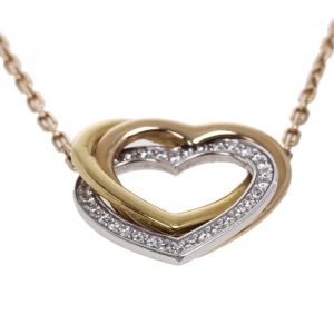 Cartier 18 K Three Tone Gold Trinity Heart Diamond Pendant Necklace 