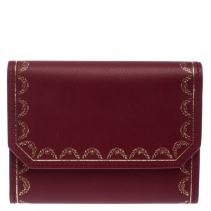 Pre Owned Cartier Maroon Leather Wallet