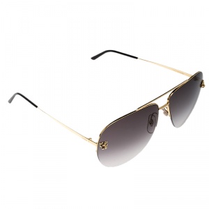 Cartier Gold/Black Gradient Panthere De Cartier Aviator Sunglasses