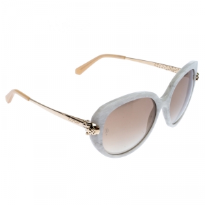 Pre Owned Cartier White Marble/Gold Panthere Square Sunglasses
