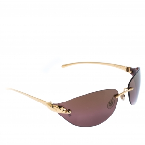 Cartier Gold/Brown Panthere Rimless Sunglasses