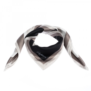 Pre Owned Cartier Monochrome Logo Print Silk Square Scarf