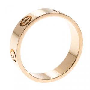 Pre Owned Cartier Love 18k Rose Gold Band Ring Size 59