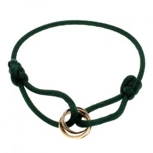 Pre Owned Cartier Trinity De Cartier Three Tone 18k Gold Green Adjustable Cord Bracelet