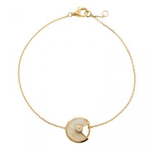 Pre Owned Cartier Amulette de Cartier Mother of Pearl Diamond 18k Yellow Gold Bracelet 