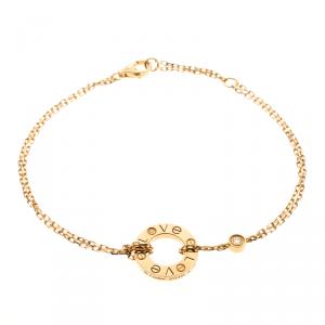 Pre Owned Cartier Love Diamond 18k Yellow Gold Chain Bracelet