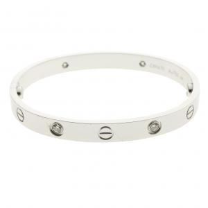 Pre Owned Cartier Love 4 Diamonds 18k White Gold Bracelet 16cm