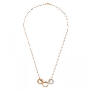 Pre Owned Cartier Love 6 Diamond 18k Rose Gold & White Gold Double Chain Necklace