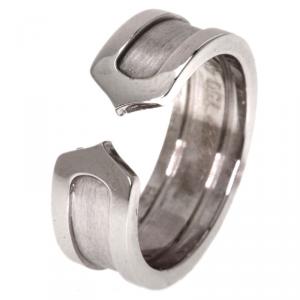 Pre Owned Cartier C de Cartier White Gold Ring Size 49