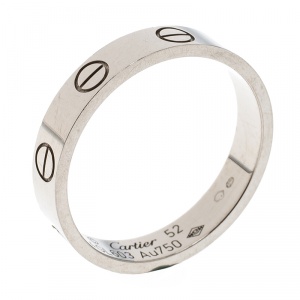 Pre Owned Cartier Love 18k White Gold Mini Ring Size 52