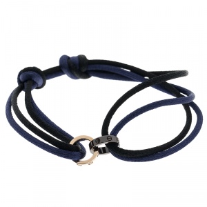 Pre Owned Cartier Love Ceramic Diamond 18k Rose Gold Adjustable Cord Bracelet