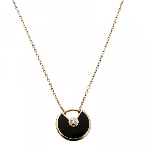 Pre Owned قلادة كارتييه اميوليت دي كارتييه ألماس وعقيق وذهب وردي عيار 18 XS