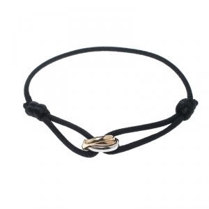 مملوكة مسبقًا Cartier Trinity De Cartier Three Tone 18k Gold Black Adjustable Cord Bracelet
