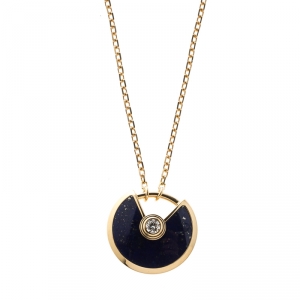 مملوكة مسبقًا Cartier Amulette De Cartier Diamond & Lapis Lazuli 18k Yellow Gold Pendant Necklace