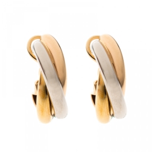 مملوكة مسبقًا Cartier Trinity 18k Three Tone Gold Hoop Earrings