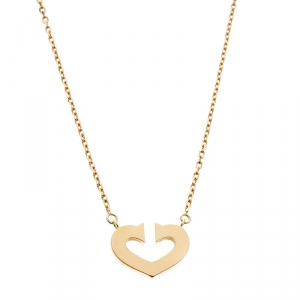 Pre Owned Cartier C De Cartier 18k Yellow Gold Heart Pendant Necklace