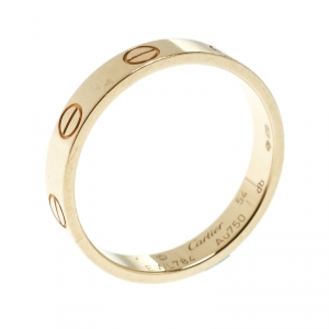 Pre Owned Cartier Love 18k Yellow Gold Mini Band Ring Size 54