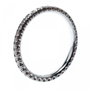 Pre Owned Cartier Etincelle De Cartier Diamond 18k White Gold Wedding Band Ring Size 52