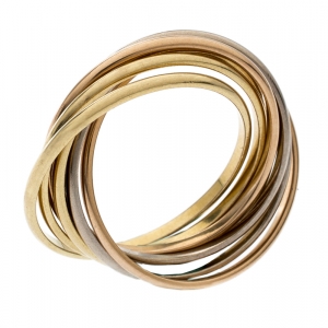 Pre Owned Cartier Trinity 18k Three Tone Gold 7 Band Rolling Ring Size 61