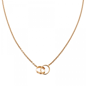 Pre Owned Cartier Love 2 Hoops 18k Rose Gold Necklace