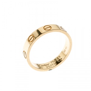 Pre Owned Cartier Love 18k Yellow Gold Mini Band Ring Size 49